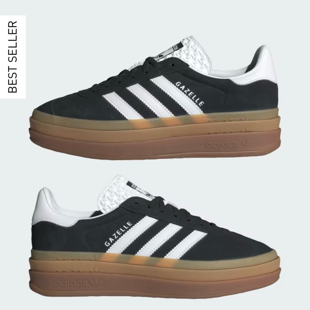Adidas Gazelle Bold Shoes - Core Black / Cloud White / Cloud White